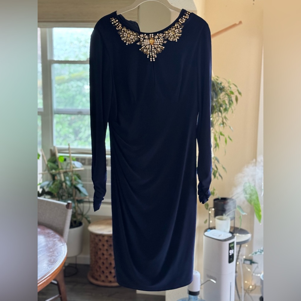 Vince Camuto Navy Bodycon Cocktail Dress with Beaded detail